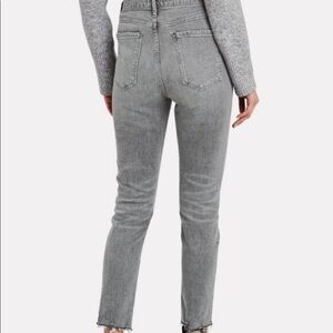 Agolde NICO high rise grey wash raw hem slim jeans
